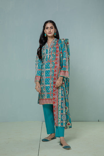 Bonanza Satrangi Teal Lawn Suit Ask223p54 Eid Pret 2022 Online Shopping